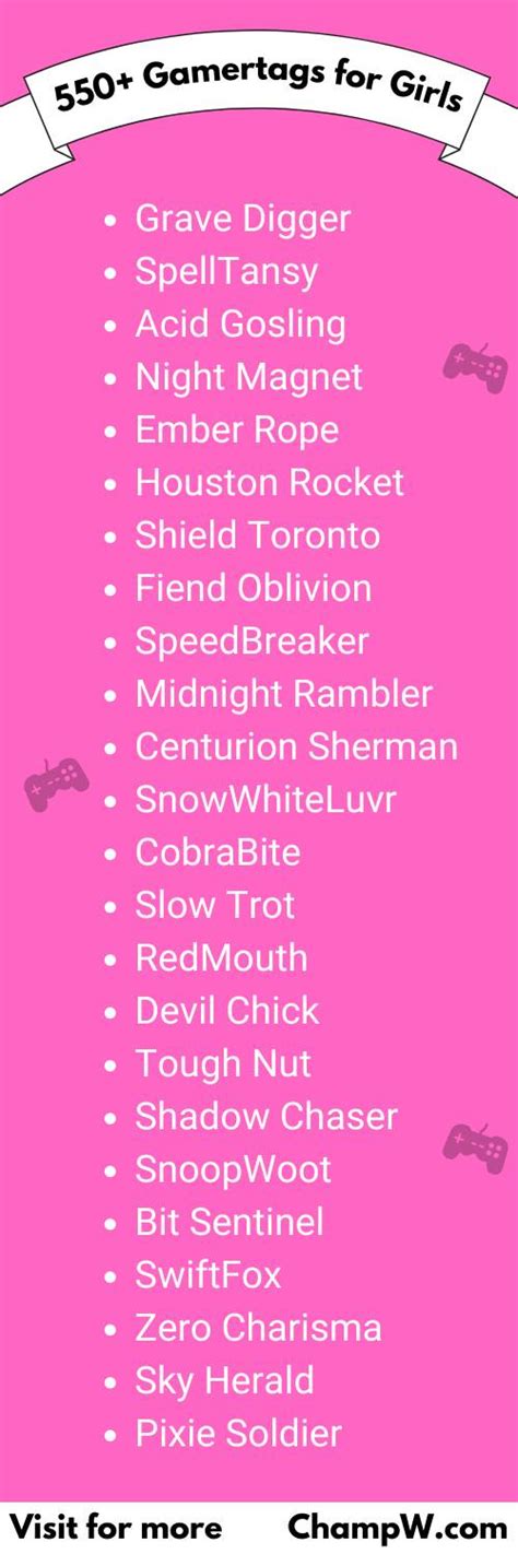 game name ideas for girl|550 Girl Gamertags for Female Gamers (Cute & Unique Ideas).